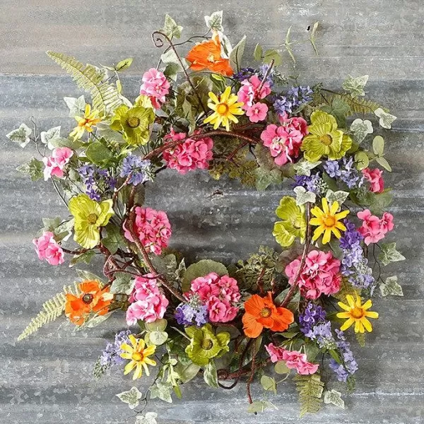 Raz 24" Mixed Geranium Poppy Wreath Store