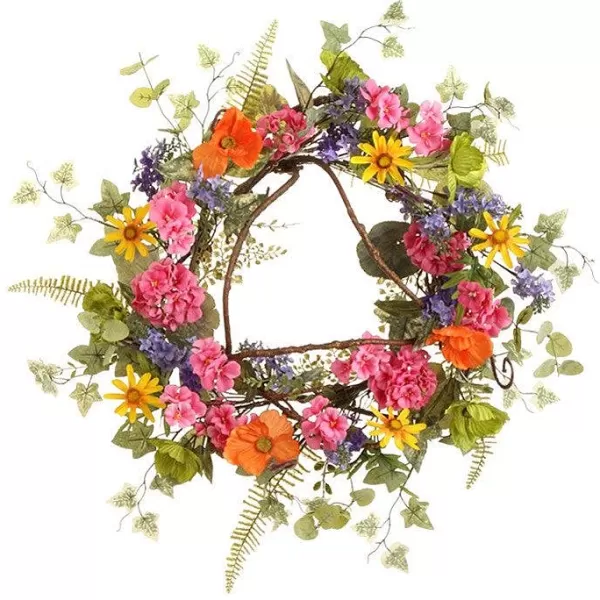 Raz 24" Mixed Geranium Poppy Wreath Store