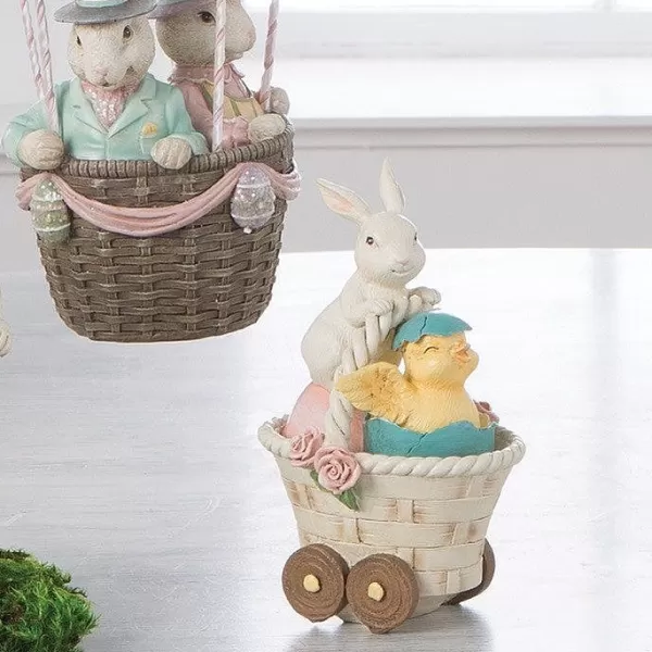 Raz Bunny And Chick In Basket Fashion