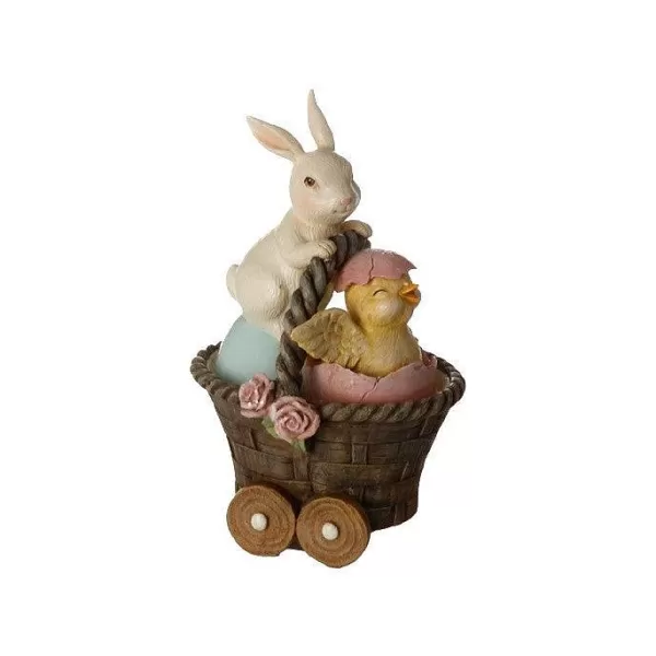 Raz Bunny And Chick In Basket Fashion