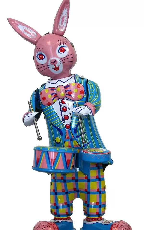 Alexander Taron Bunny With Drums, Collectible Tin Toy, Ms298 Cheap