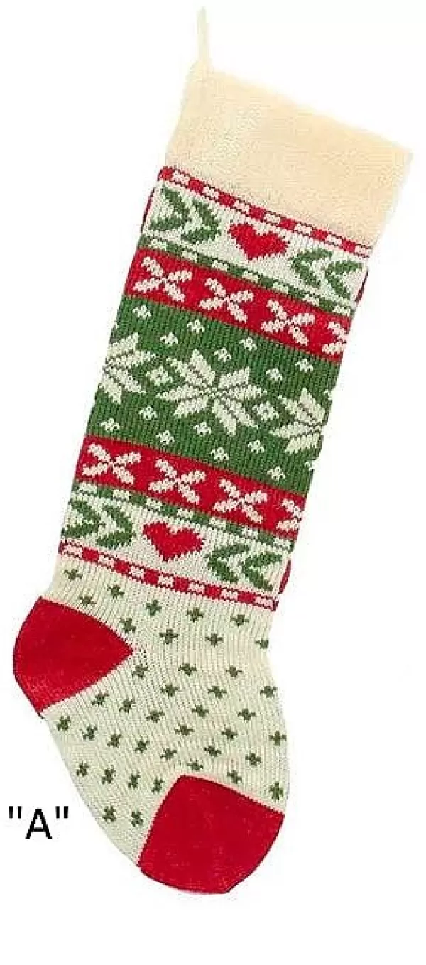 Kurt S Adler Christmas Tree And Snowflake Knitted Stockings, B0673, Kurt Adler New