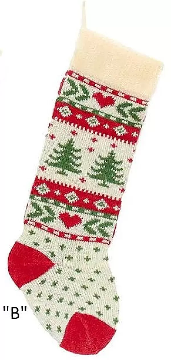 Kurt S Adler Christmas Tree And Snowflake Knitted Stockings, B0673, Kurt Adler Best