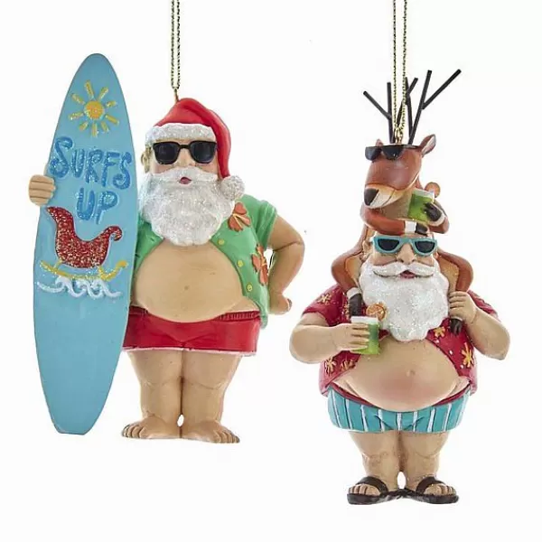 Kurt S Adler Chubby Santa With Surfboard/Reindeer Ornament, E0491, Kurt Adler Sale