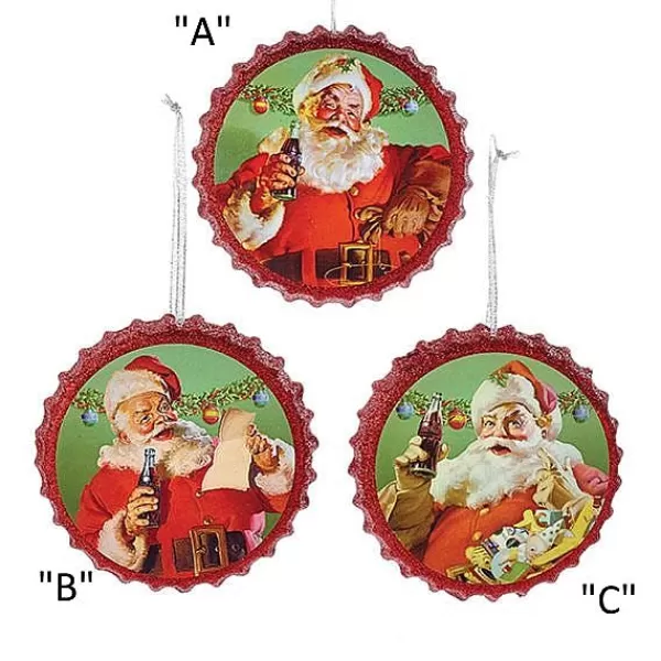 Kurt S Adler Coca-Cola® Santa Bottle Cap Ornaments Hot