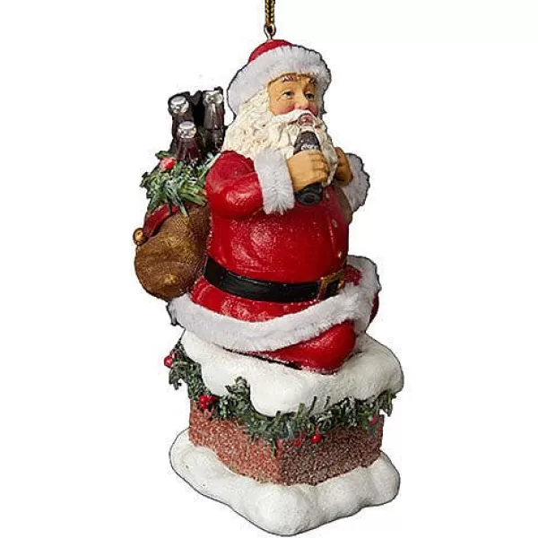 Kurt S Adler Coca-Cola® Santa Coming Out Of Chimney Ornament New