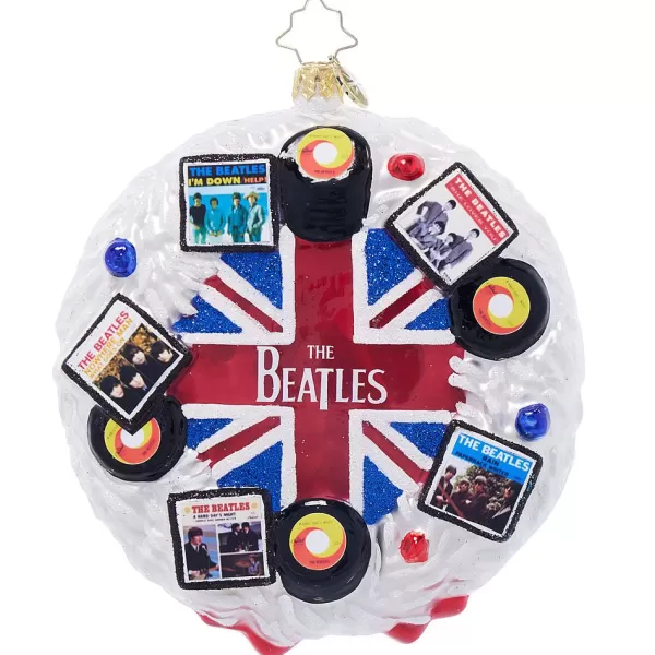 Christopher Radko Cr, Beatles British Wreath Wonderland, 1022024, Beatles, Radko Clearance