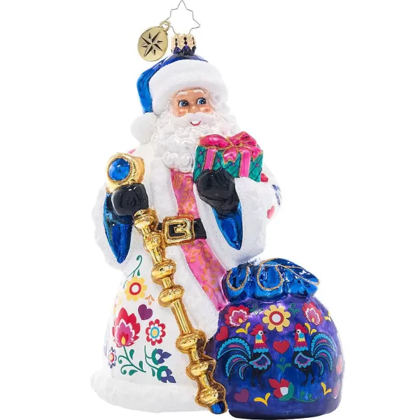 Christopher Radko Cr, Floral Folk Santa, 1021441, Radko Cheap