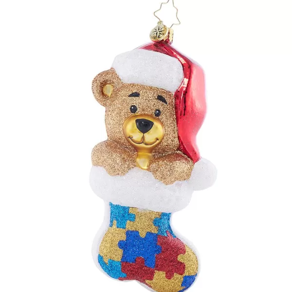 Christopher Radko Cr, Piece By Piece Teddy, Autism Awareness, 1022097, Radko Cheap