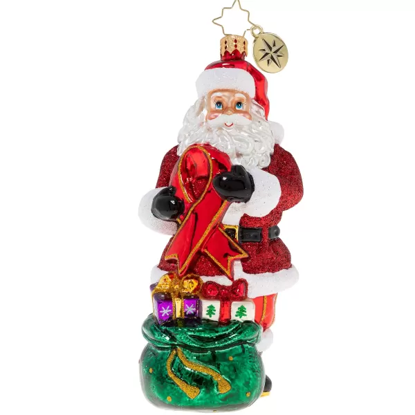 Christopher Radko Cr, Red Ribbon Awareness Santa, 1020372, Clearance