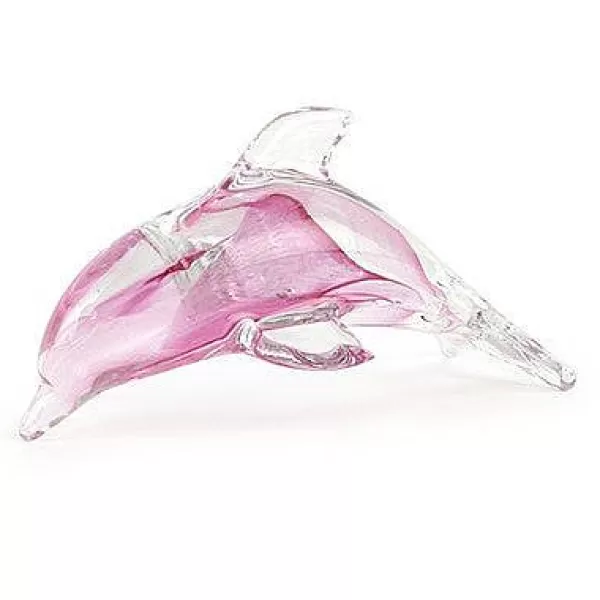 Dynasty Glass Dolphin - Pink Glow Clearance