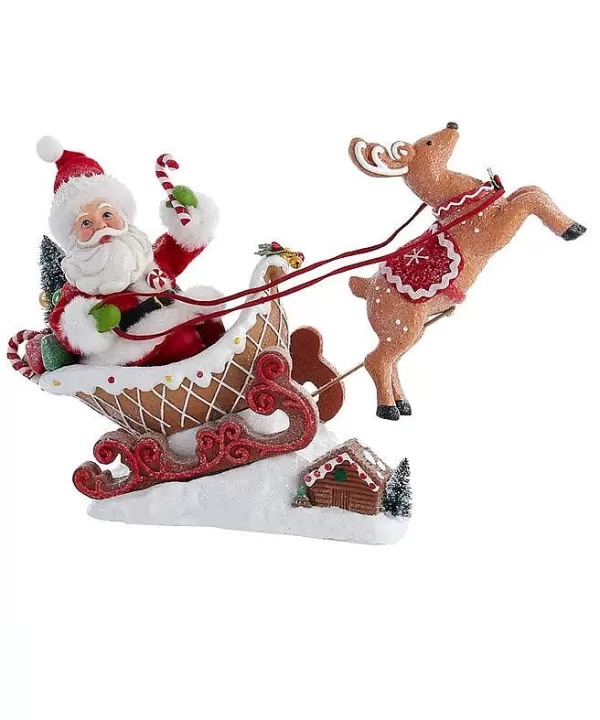 Kurt S Adler Fabrich Santa Sitting In Gingerbread Sleigh, Fa0148, Kurt Adler Online