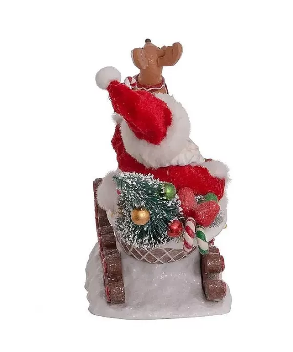 Kurt S Adler Fabrich Santa Sitting In Gingerbread Sleigh, Fa0148, Kurt Adler Online