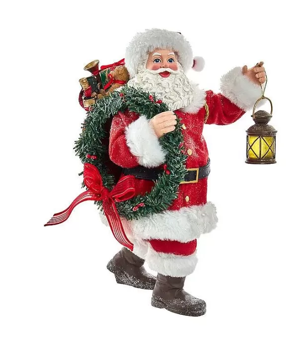 Kurt S Adler Fabrich Santa With Wreath And Lantern, Fa1067 Flash Sale