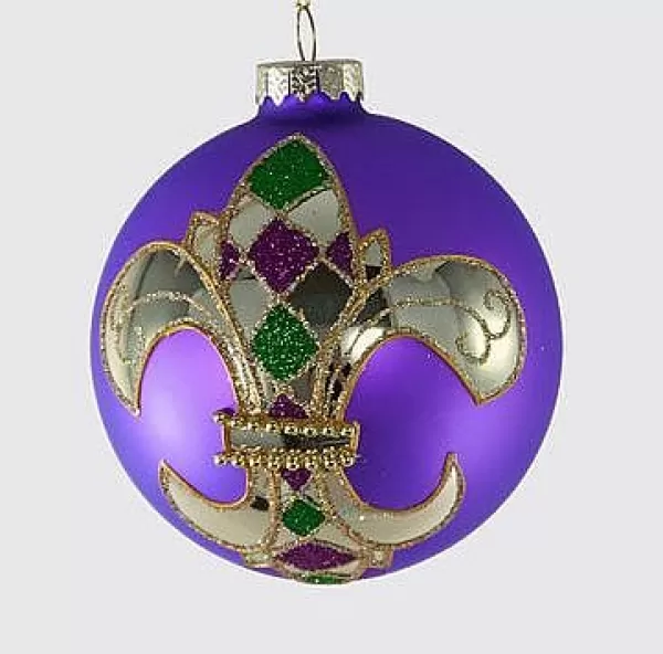 Katherine's Collection Glass Round Fleur De Lis Ornament Best