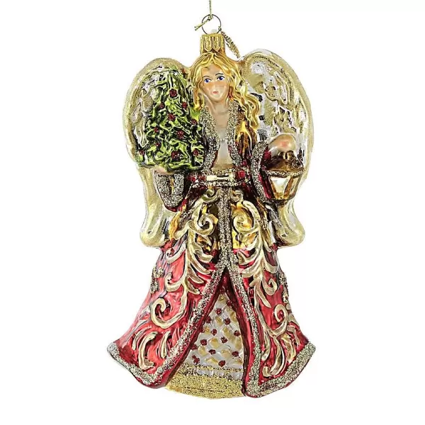 Huras Family Huras, Angel With Tree Glass Ornament Lantern, S859 Clearance