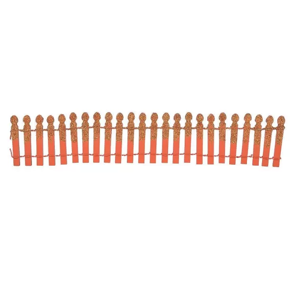 Department 56 Hv, Pumpkin Orange Glitter Fence, 6007703, Halloween Village Outlet