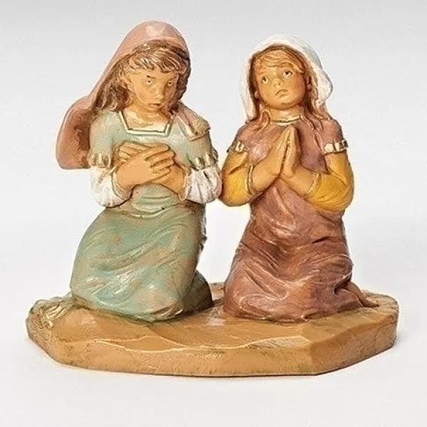 Fontanini Junia & Eve Fig Kneeling Praying Girls, 5", , 54076 Clearance