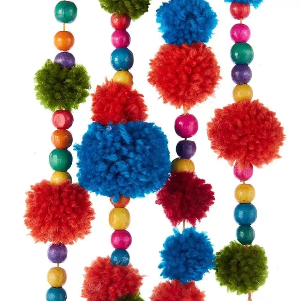 Kurt S Adler Multi-Color Pompom Garland, C2553 Outlet