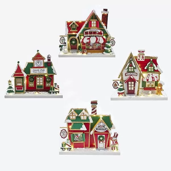 Kurt S Adler North Pole Buildings, 4 Assorted Shop