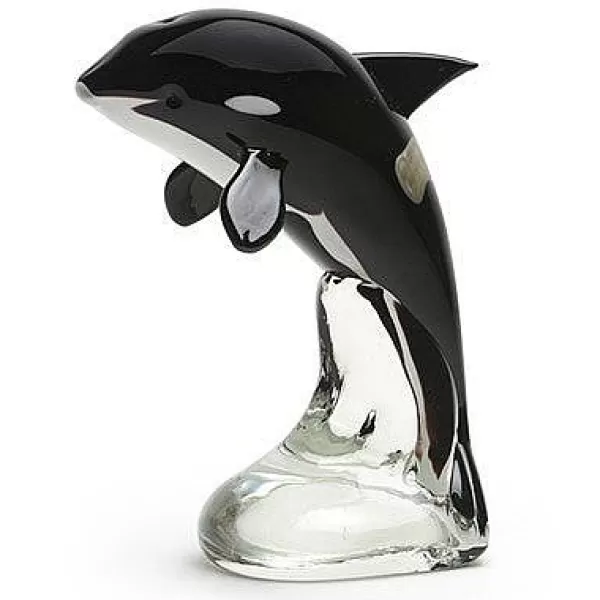 Dynasty Glass Orca Whale On Wave Clearance