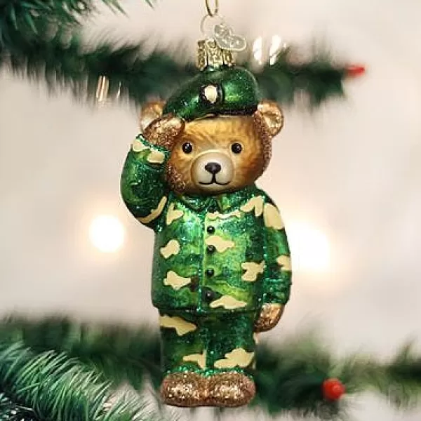 Old World Christmas Owc Army Bear Ornament, 12402 Flash Sale