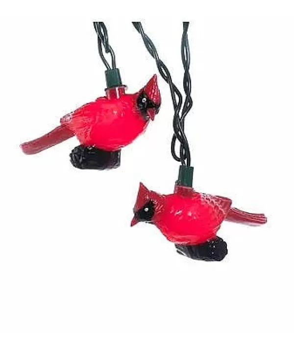 Kurt S Adler Red Cardinal Novelty Light Set 10/ Light Plastic, Ul0676 New