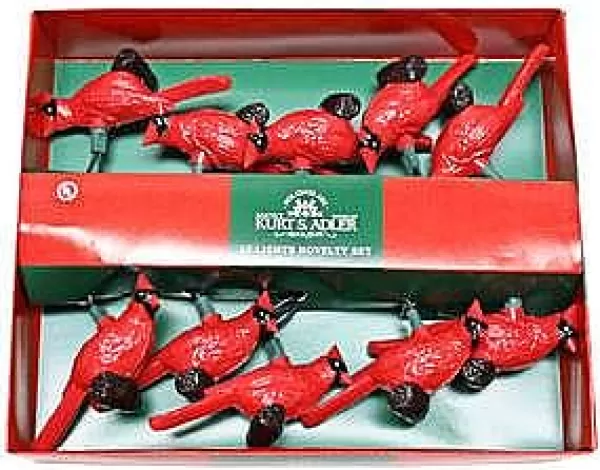 Kurt S Adler Red Cardinal Novelty Light Set 10/ Light Plastic, Ul0676 New