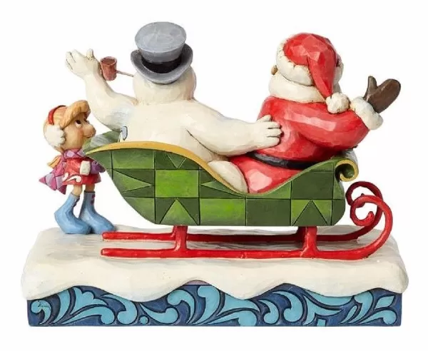 Enesco Santa Frosty The Snowman And Karen Sleigh New