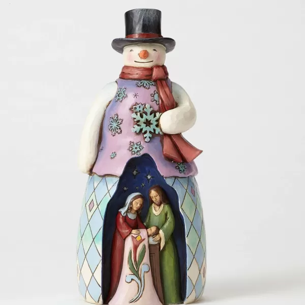 Enesco Snowman With Holy Family Scene Online