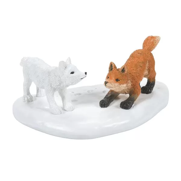 Department 56 Va, White Christmas Fox Face Off, 6007675, Cheap