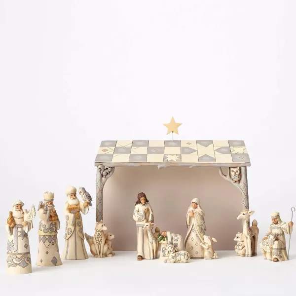 Enesco White Woodland 8 Pc Nativity Hot