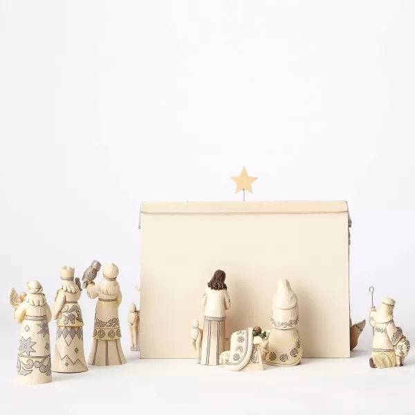 Enesco White Woodland 8 Pc Nativity Hot