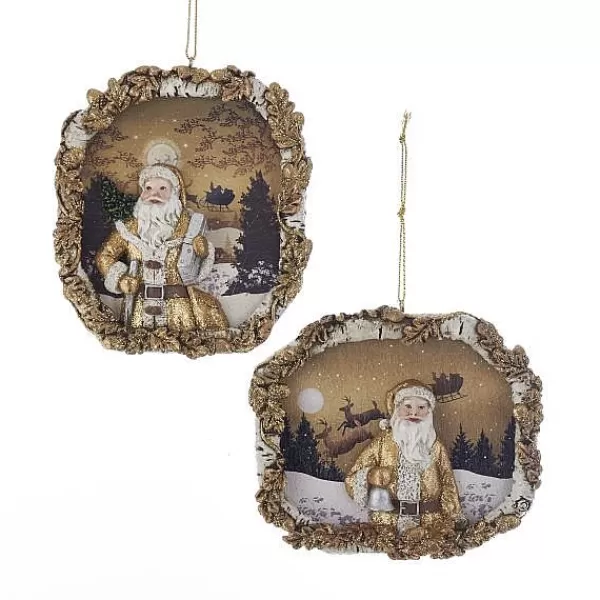 Kurt S Adler Winter Woods Santa Frame Ornaments, C7662 Clearance