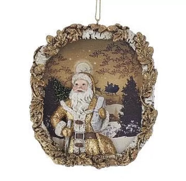 Kurt S Adler Winter Woods Santa Frame Ornaments, C7662 Clearance