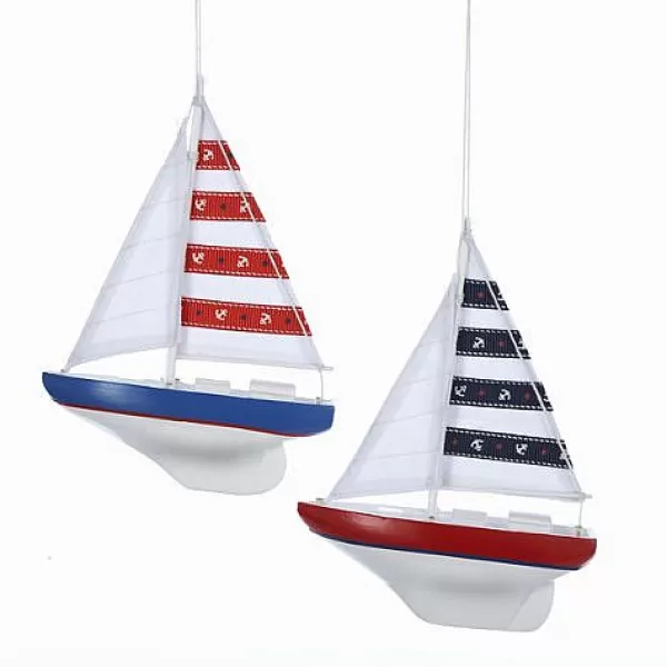 Kurt S Adler Wooden Yacht With Sails Ornament, 2 Asst, C5371 Shop